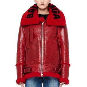 NEW Balenciaga The Bombardier Leather and Shearling Jacket